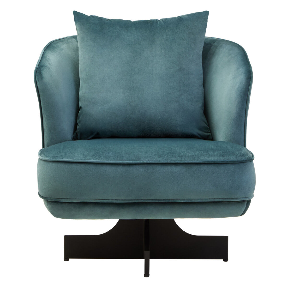 Orsina Hale Azure Velvet Swivel Chair – Modern Curved Accent Seating