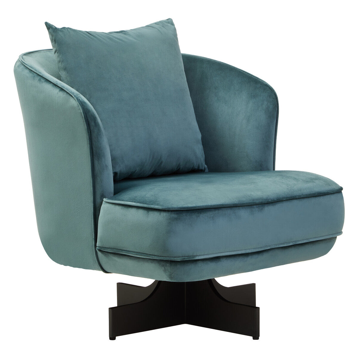 Orsina Hale Azure Velvet Swivel Chair – Modern Curved Accent Seating
