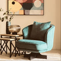 Orsina Hale Azure Velvet Swivel Chair – Modern Curved Accent Seating