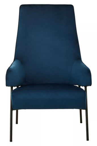 Orsina Henia Blue Velvet Accent Chair – High Back Modern Seating