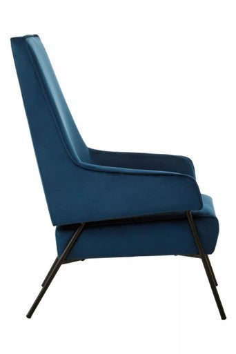 Orsina Henia Blue Velvet Accent Chair – High Back Modern Seating