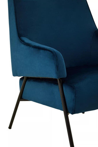 Orsina Henia Blue Velvet Accent Chair – High Back Modern Seating