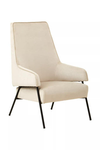 Orsina Henia Cream Velvet Accent Chair | High-Back Upholstered Seating