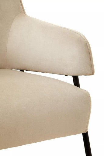 Orsina Henia Cream Velvet Accent Chair | High-Back Upholstered Seating