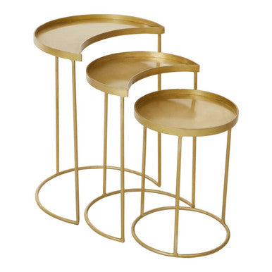 Orsina Antique Brass Nesting Side Tables - Set of 3 Metallic Round Tops