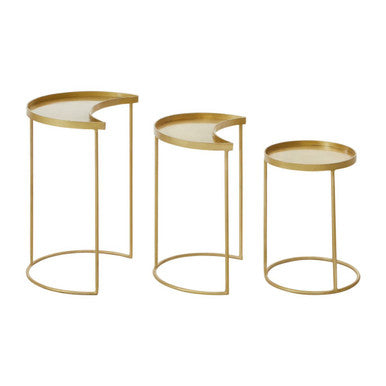 Orsina Antique Brass Nesting Side Tables - Set of 3 Metallic Round Tops