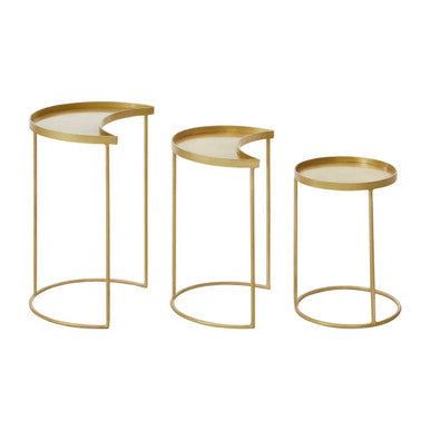 Orsina Antique Brass Nesting Side Tables - Set of 3 Metallic Round Tops
