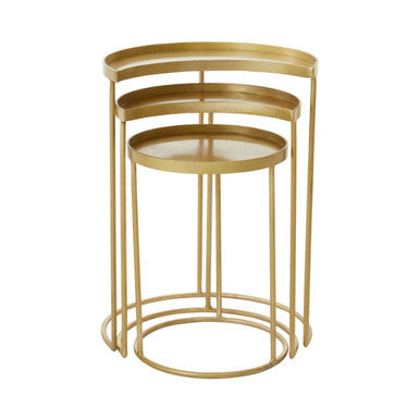Orsina Antique Brass Nesting Side Tables - Set of 3 Metallic Round Tops