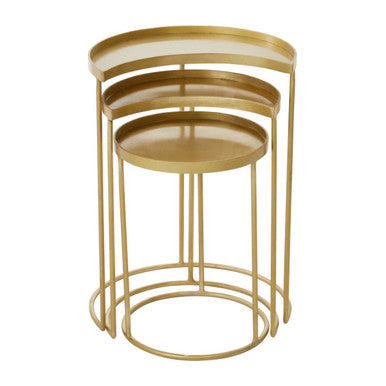 Orsina Antique Brass Nesting Side Tables - Set of 3 Metallic Round Tops