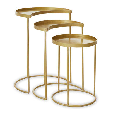 Orsina Antique Brass Nesting Side Tables - Set of 3 Metallic Round Tops