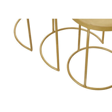 Orsina Antique Brass Nesting Side Tables - Set of 3 Metallic Round Tops