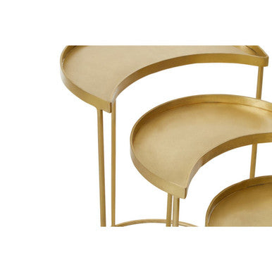 Orsina Antique Brass Nesting Side Tables - Set of 3 Metallic Round Tops