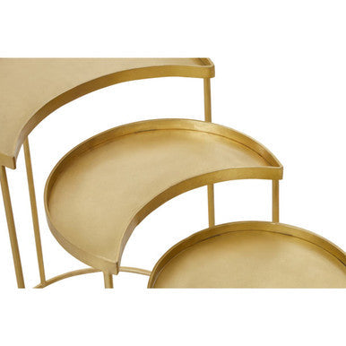 Orsina Antique Brass Nesting Side Tables - Set of 3 Metallic Round Tops