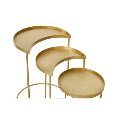 Orsina Antique Brass Nesting Side Tables - Set of 3 Metallic Round Tops