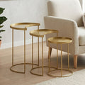 Orsina Antique Brass Nesting Side Tables - Set of 3 Metallic Round Tops