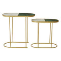 Orsina Suar Marble Top Nesting Side Tables | Antique Brass Set of 2