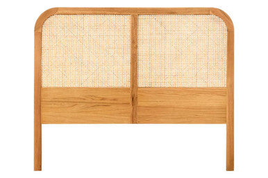 Orsina Lyon Double Bed Headboard – Natural Oak Wood and Rattan