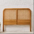 Orsina Lyon Double Bed Headboard – Natural Oak Wood and Rattan