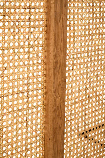 Orsina Lyon Double Bed Headboard – Natural Oak Wood and Rattan