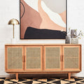 Orsina Lyon Rattan and Oak Wood 4 Door Sideboard – Modern Buffet