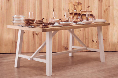 Orsina Parkside Reclaimed Oak Dining Table | White Birch Base - 180cm