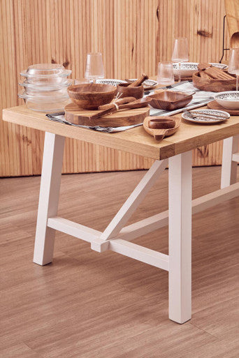 Orsina Parkside Reclaimed Oak Dining Table | White Birch Base - 180cm