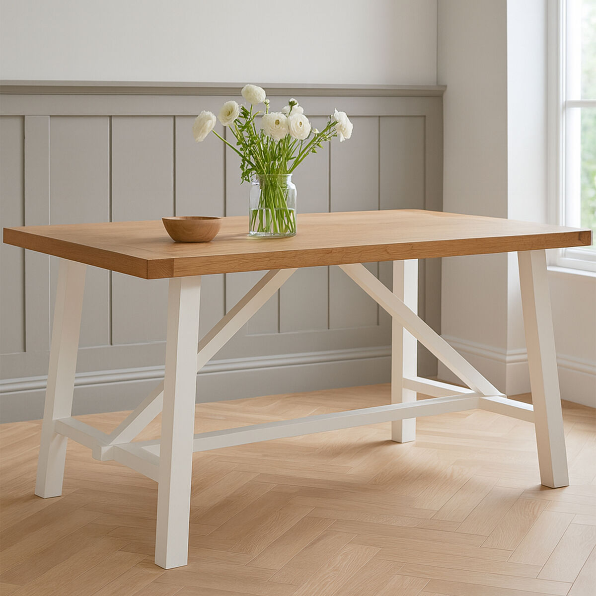 Orsina Parkside Reclaimed Oak Dining Table | White Birch Base - 180cm
