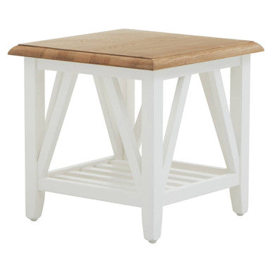Orsina Parkside Oak Side Table – Round White Birch Accent End Table