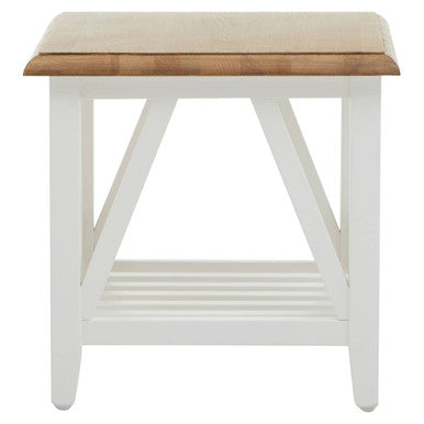 Orsina Parkside Oak Side Table – Round White Birch Accent End Table