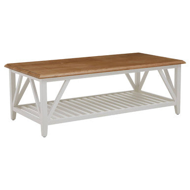 Orsina Parkside Oak Coffee Table with White Birch Wood Base