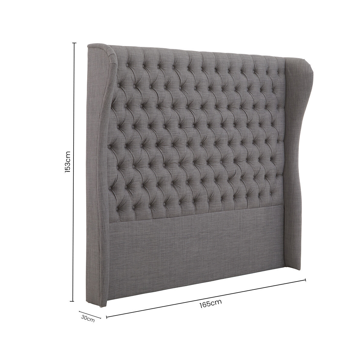 Orsina Parkside Grey King Size Headboard – Wingback Button Tufted