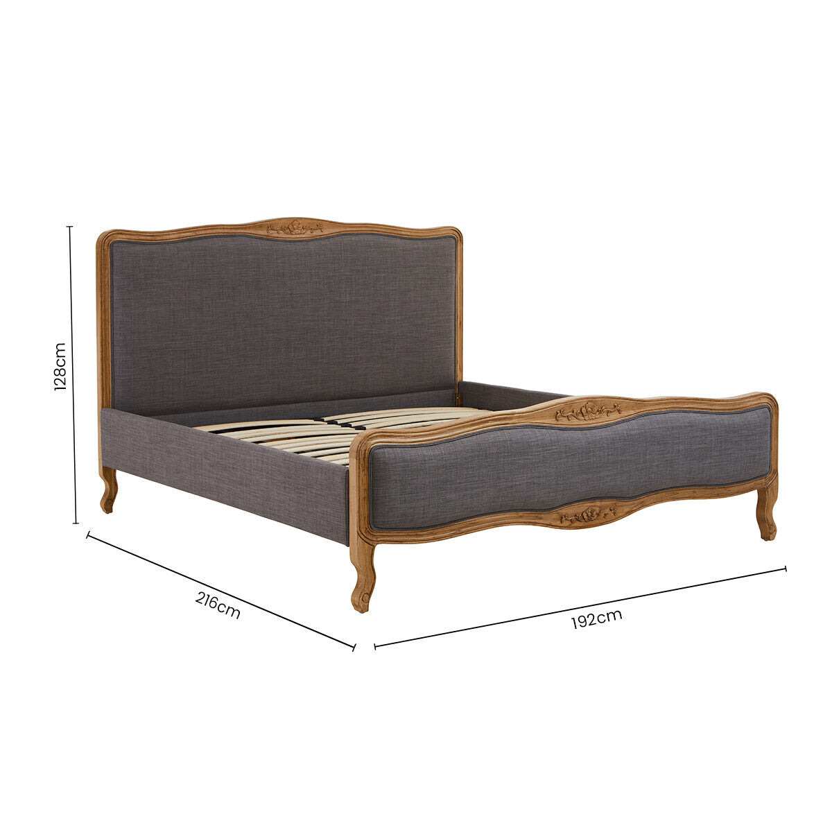 Orsina Parkside Super King Size Bed | Grey Fabric & Wood Frame