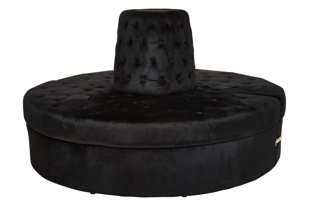 Orsina Hartford Black Velvet Modular Round Sofa | Tufted Seating