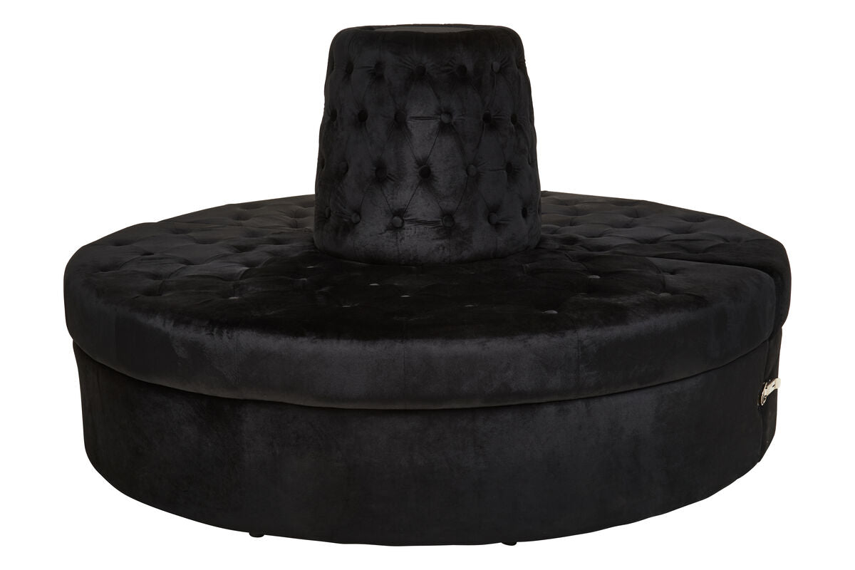 Orsina Hartford Black Velvet Modular Round Sofa | Tufted Seating