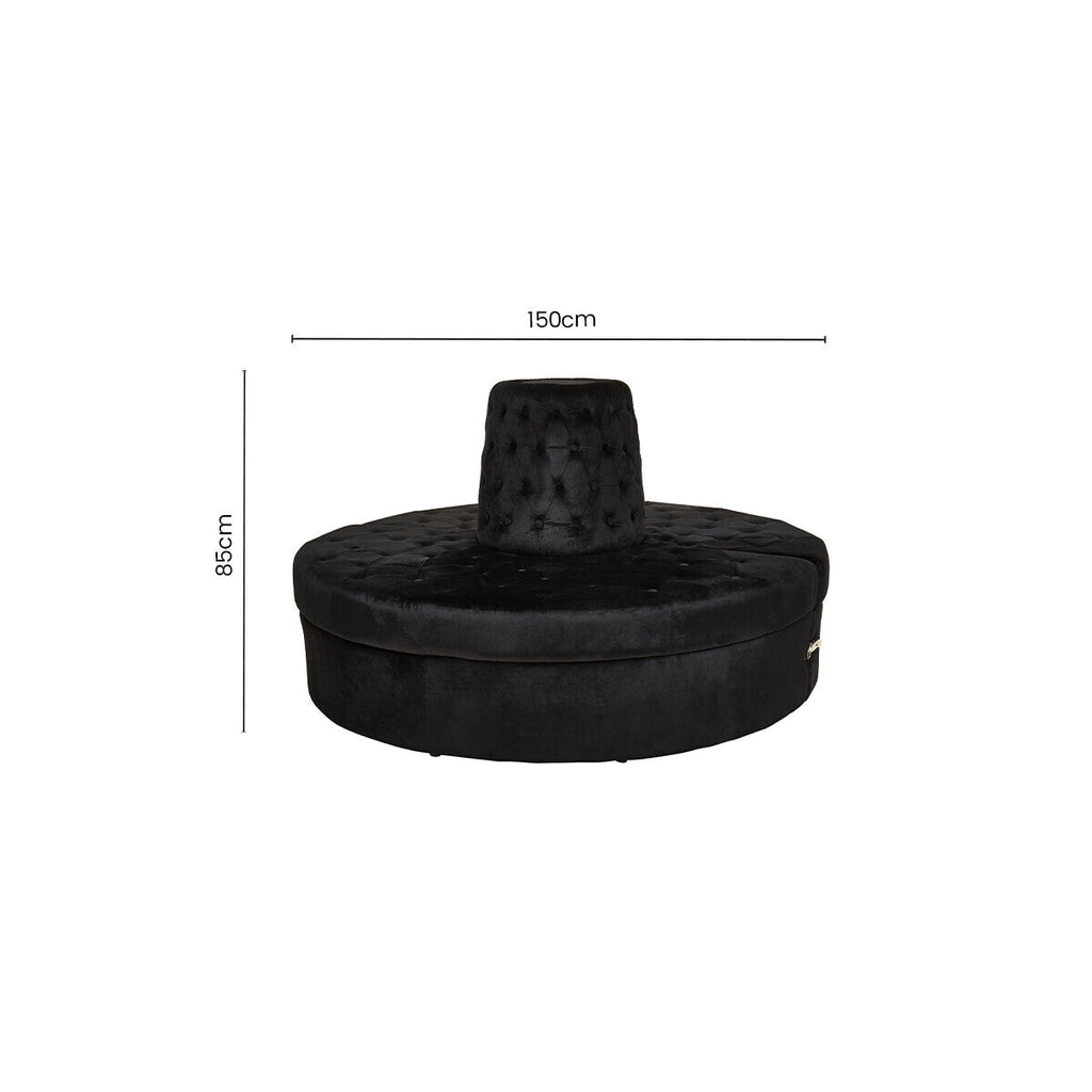 Orsina Hartford Black Velvet Modular Round Sofa | Tufted Seating