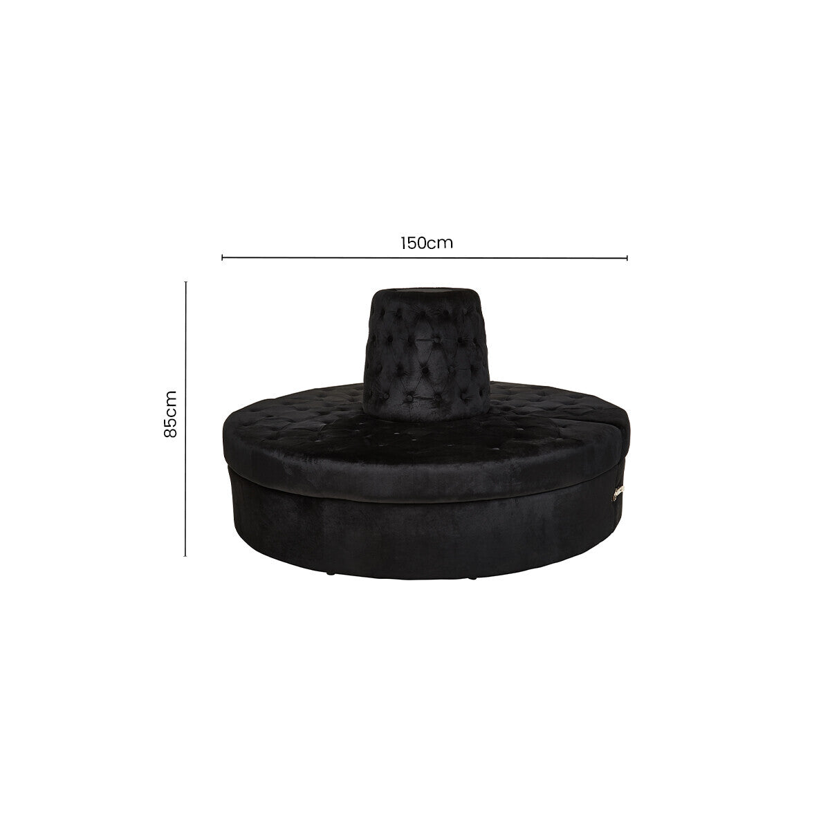 Orsina Hartford Black Velvet Modular Round Sofa | Tufted Seating