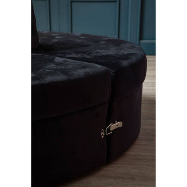 Orsina Hartford Black Velvet Modular Round Sofa | Tufted Seating