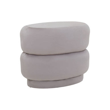 Orsina Hartford Mink Velvet Oval Pouffe – Tufted Ottoman Vanity Seat