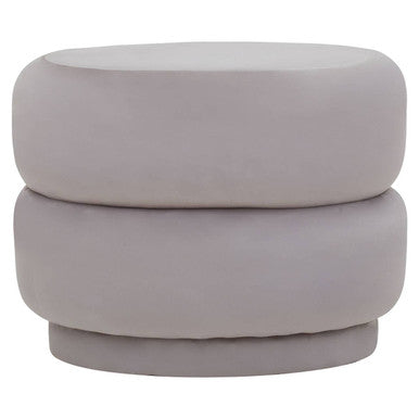 Orsina Hartford Mink Velvet Oval Pouffe – Tufted Ottoman Vanity Seat