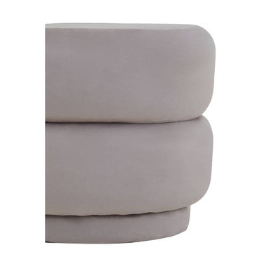 Orsina Hartford Mink Velvet Oval Pouffe – Tufted Ottoman Vanity Seat