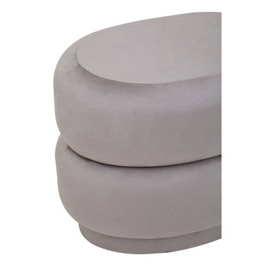 Orsina Hartford Mink Velvet Oval Pouffe – Tufted Ottoman Vanity Seat