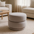 Orsina Hartford Mink Velvet Oval Pouffe – Tufted Ottoman Vanity Seat