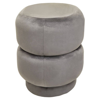 Orsina Hartford Grey Velvet Oval Pouffe – Modern Tufted Accent Stool