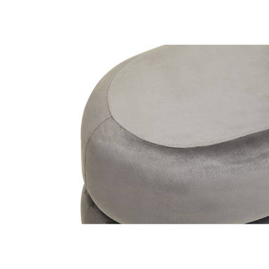 Orsina Hartford Grey Velvet Oval Pouffe – Modern Tufted Accent Stool