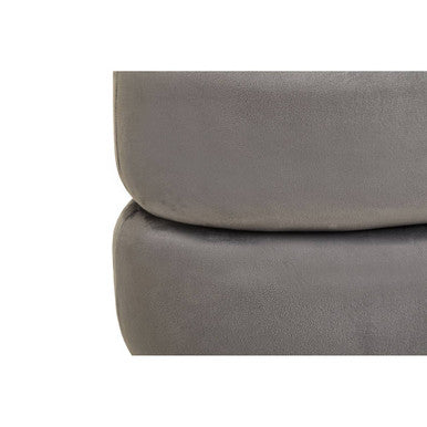 Orsina Hartford Grey Velvet Oval Pouffe – Modern Tufted Accent Stool
