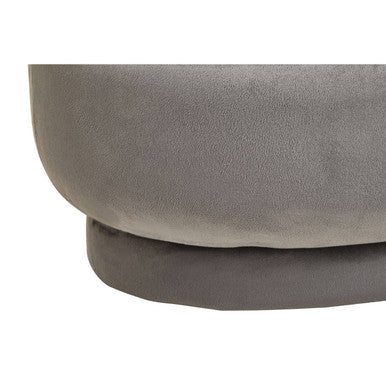 Orsina Hartford Grey Velvet Oval Pouffe – Modern Tufted Accent Stool
