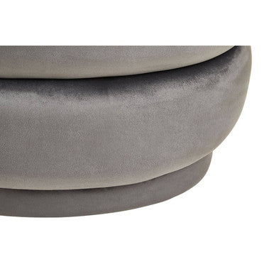 Orsina Hartford Grey Velvet Oval Pouffe – Modern Tufted Accent Stool
