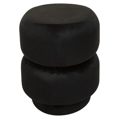 Orsina Hartford Black Velvet Oval Pouffe – Tufted Vanity Stool