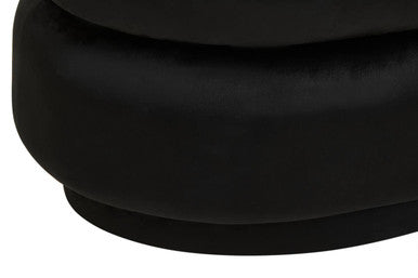Orsina Hartford Black Velvet Oval Pouffe – Tufted Vanity Stool