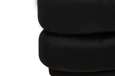 Orsina Hartford Black Velvet Oval Pouffe – Tufted Vanity Stool